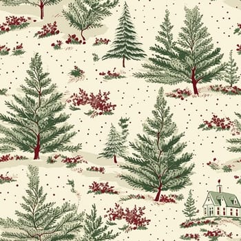 Seamless pattern, tileable holiday cottage in the forest country print, English countryside for wallpaper, wrapping paper, scrapbook, fabric and product design idea