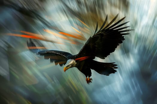 a big eagle flying celebrating independence day with a painted in the colors of the American flag. blur background --ar 3:2 --stylize 50 Job ID: fbe99edb-cc68-4421-b668-2afa13027f17