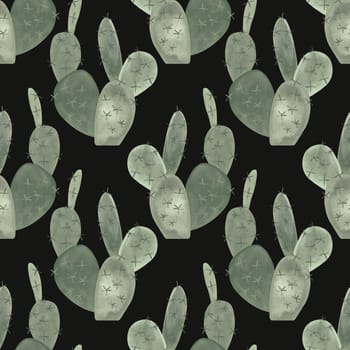 Cacti. Seamless watercolor pattern for wrapping paper, wallpaper and textiles