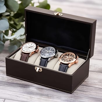 Luxury mens watch case box as a holiday gift for him, bespoke product design idea