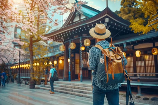 Young people travel sightseeing at popular landmark. Travel concept.