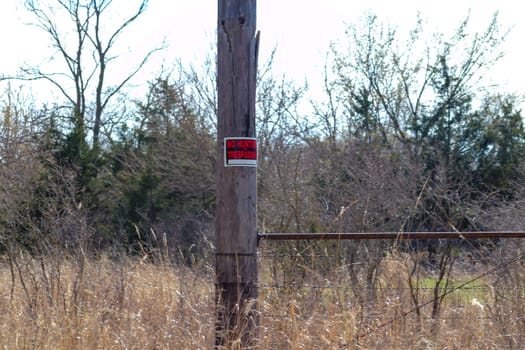 Private Property no trespassing sign on power pole . High quality photo