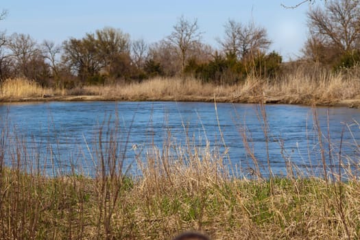 River flowing the Platte river in Nebraska. High quality photo