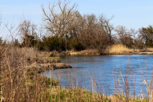 River flowing the Platte river in Nebraska. High quality photo