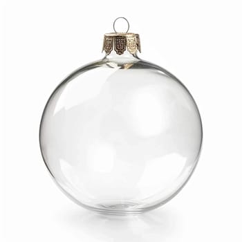 Transparent glass Christmas bauble isolated on white background, holiday decor and design, Merry Christmas and Happy Holidays