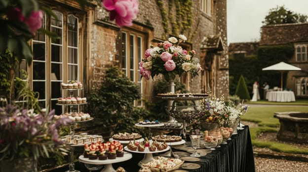 Wedding decoration with peonies, floral decor and event celebration, peony flowers and wedding ceremony in the garden, English country style