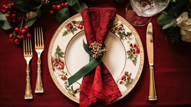 Table decor, holiday tablescape and formal dinner table setting for Christmas, holidays and event celebration, English country decoration and home styling inspiration