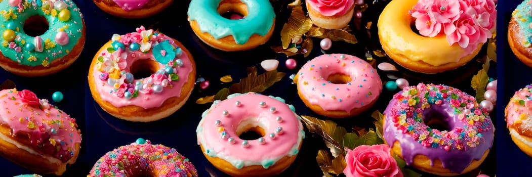 donut with color decoration. Selective focus. food.