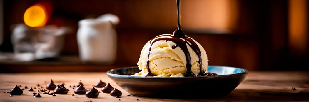 different ice creams in a plate. Selective focus. food.