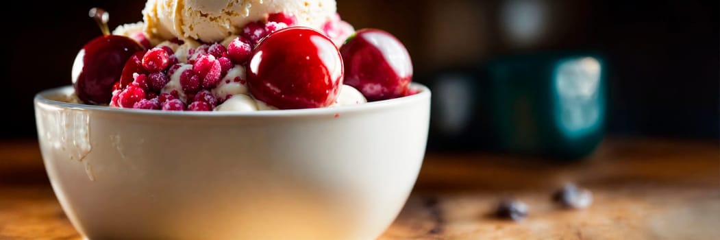 different ice creams in a plate. Selective focus. food.