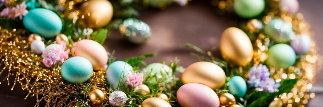 beautiful Easter wreath decor. Selective focus. holiday.