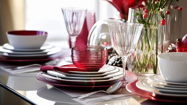 Christmas holiday family breakfast, table setting decor and festive tablescape, English country and home styling inspiration