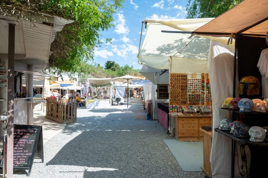 Las Dalias, Ibiza, Spain : 2024 May 14 : People at the Las Dalias Hippy Market in San Carlos in Ibiza in 2024.