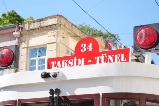 turkey Istanbul 12 may 2023. Nostalgic red tram in Taksim Square.