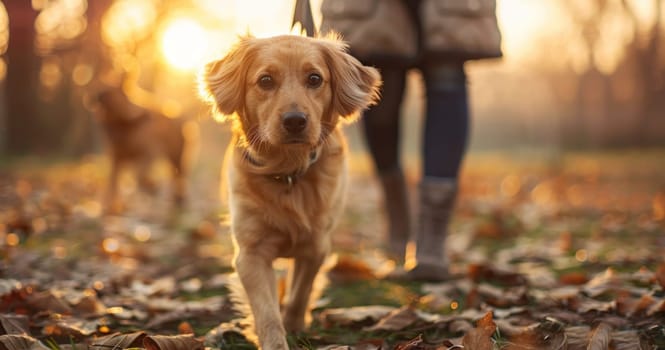 Taking a Dog Out for a Walk Concept Daily Pet Care and Enjoyable Outdoor Activity.