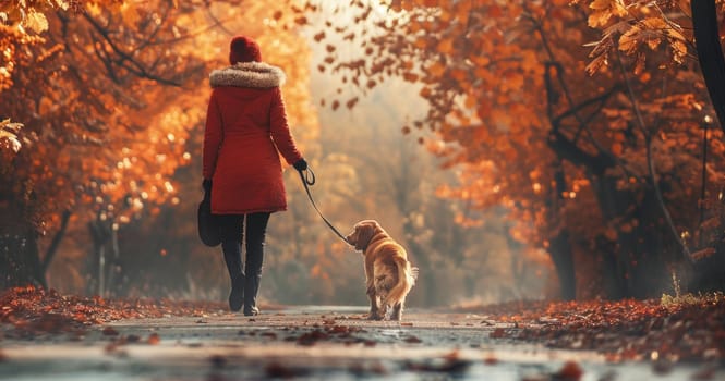 Taking a Dog Out for a Walk Concept Daily Pet Care and Enjoyable Outdoor Activity.