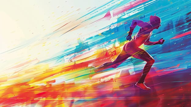 Magazine Photography Style Colorful Marathon Poster Banner Concept with Copy Space.