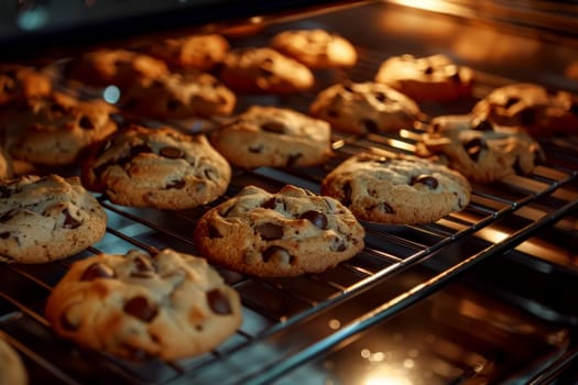 baking rack suspending freshly baked cookies in the oven, created with generative ai.