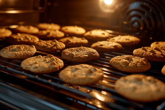 baking rack suspending freshly baked cookies in the oven, created with generative ai.