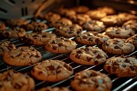 baking rack suspending freshly baked cookies in the oven, created with generative ai.