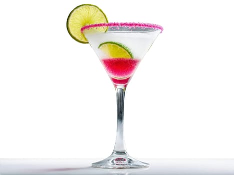 Cosmopolitan A fruity blend of vodka triple sec cranberry and lime in a martini glass. Drink isolated on transparent background.