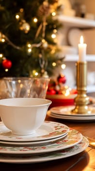 Dishware and crockery set for winter holiday family dinner, Christmas homeware decor for holidays in the English country house, gift set and home styling inspiration