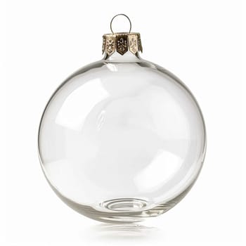 Transparent glass Christmas bauble isolated on white background, holiday decor and design, Merry Christmas and Happy Holidays