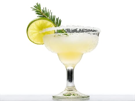 Margarita A classic mix of tequila lime juice and triple sec in a salt rimmed. Drink isolated on transparent background.