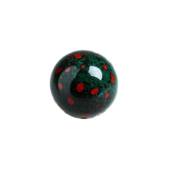 Stone isolated on transparent background. Bloodstone A dark green bloodstone with red spots suspended and rotating slowly to display its.