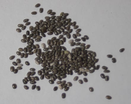 Chia grains, source of vitamins and omega-3.Close-up photo.