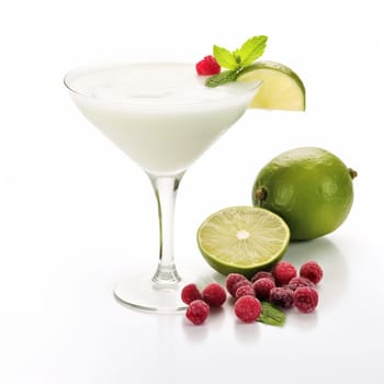 Cocktail Day Daiquiri with Lemon and Lemon Lime. Coctail Day on White Background.