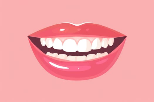 Happy smiley face with teeth on pink background, cheerful and positive emotion cartoon character for marketing, advertising, and graphic design