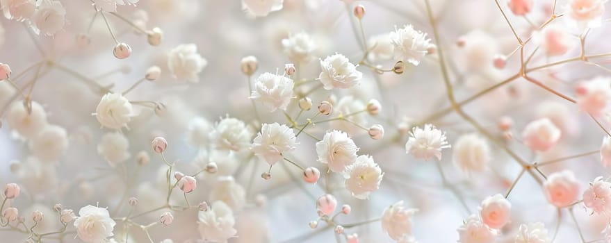 Delicate white and pink baby's breath flowers in soft focus