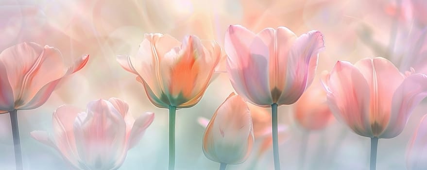 Beautiful pastel tulips in soft focus