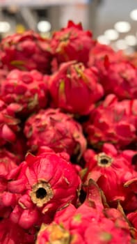 Fresh produce of dragon fruits or Hylocereus undatus 0r buah naga in Indonesian at the local market, healthy fresh fruit for salad or juice or any cooking options good for cooking recipes