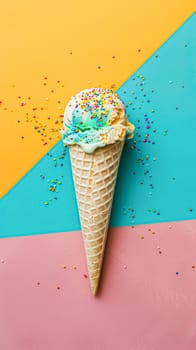 Ice cream colourful summer treat, sweet dessert in summertime, holiday food idea