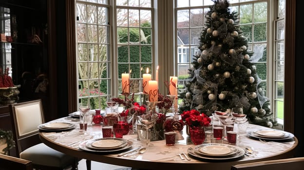 Christmas at the manor, English countryside decoration and festive interior decor