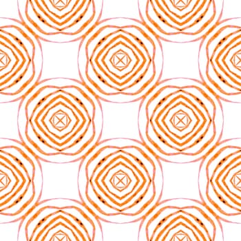 Hand drawn tropical seamless border. Orange cool boho chic summer design. Tropical seamless pattern. Textile ready fancy print, swimwear fabric, wallpaper, wrapping.