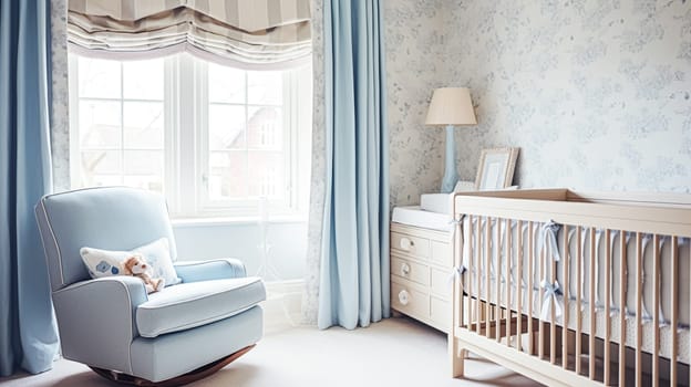 Baby room decor and interior design inspiration in beautiful English countryside style cottage