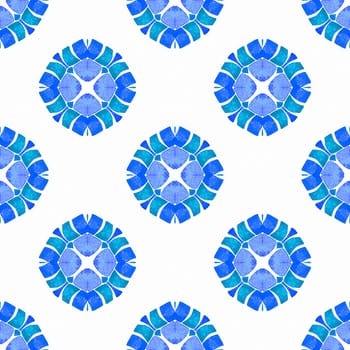 Textile ready exceptional print, swimwear fabric, wallpaper, wrapping. Blue outstanding boho chic summer design. Mosaic seamless pattern. Hand drawn green mosaic seamless border.