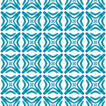 Ethnic hand painted pattern. Blue exceptional boho chic summer design. Watercolor summer ethnic border pattern. Textile ready extraordinary print, swimwear fabric, wallpaper, wrapping.