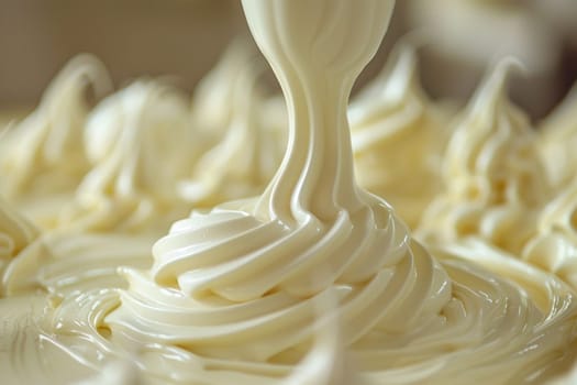 Whipped buttercream in swirl shape. Beautiful decor for a cake using a pastry bag.