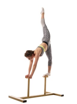 Acrobatics. Shot of gymnast training on circus stands