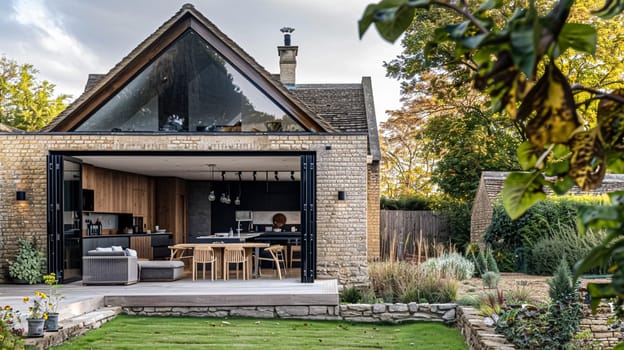 Cotswolds cottage in the English countryside style, modern architecture and design