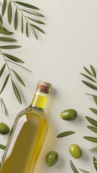 Olive oil bottle ad background with copyspace, vegetable oil commercial produce, food industry and retail concept