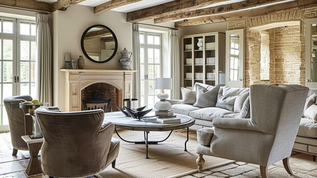 Cotswolds cottage style sitting room, living room interior design and country house home decor, sofa and lounge furniture, English countryside style