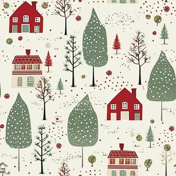 Seamless pattern, tileable Christmas holiday country dots print, English countryside cottage for wallpaper, wrapping paper, scrapbook, fabric and product design inspiration