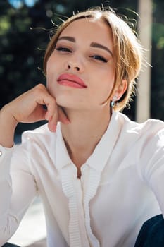 portrait of beautiful girl on the street walk