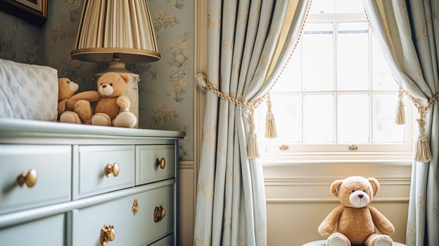 Baby room decor and interior design inspiration in beautiful English countryside style cottage