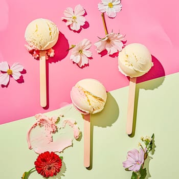 Ice cream colourful summer treat, sweet dessert in summertime, holiday food idea